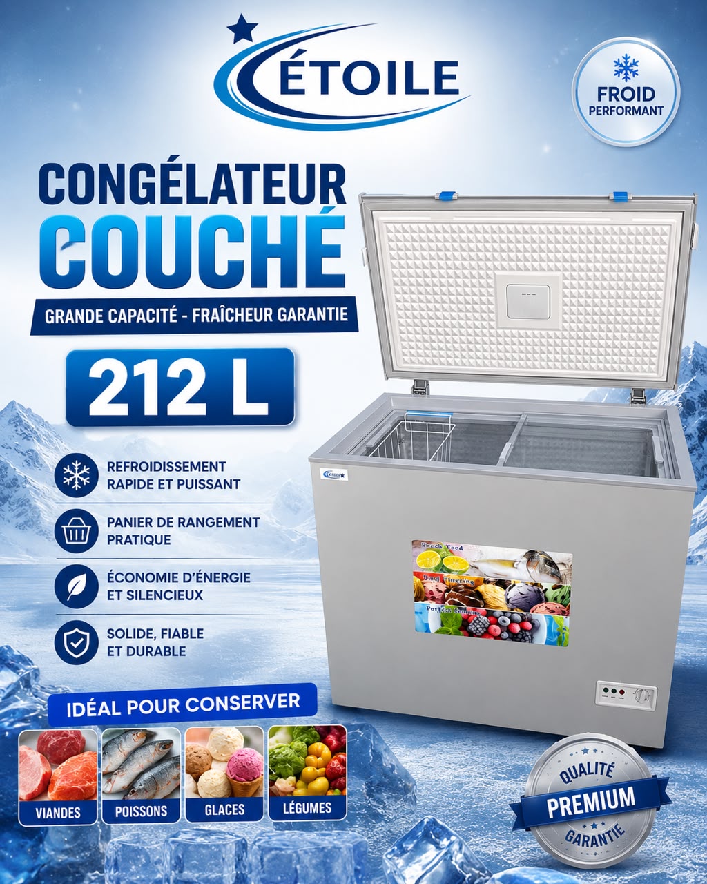 Congélateur couché Étoile 212 L