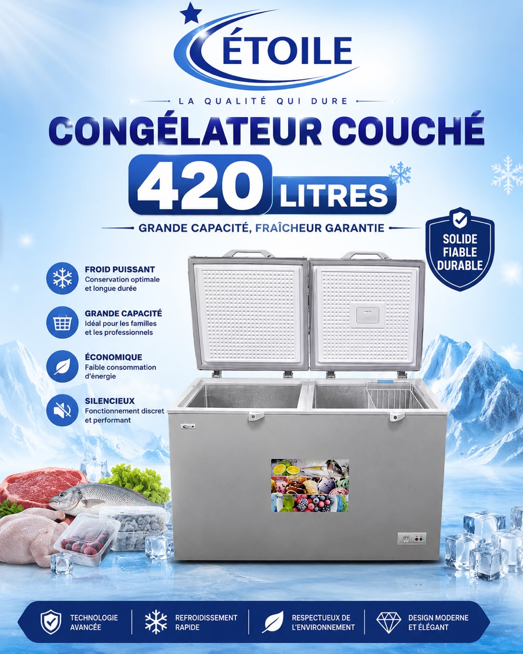 Congélateur couché Étoile 420 L